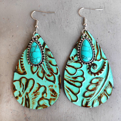 Artificial Turquoise Teardrop Earrings