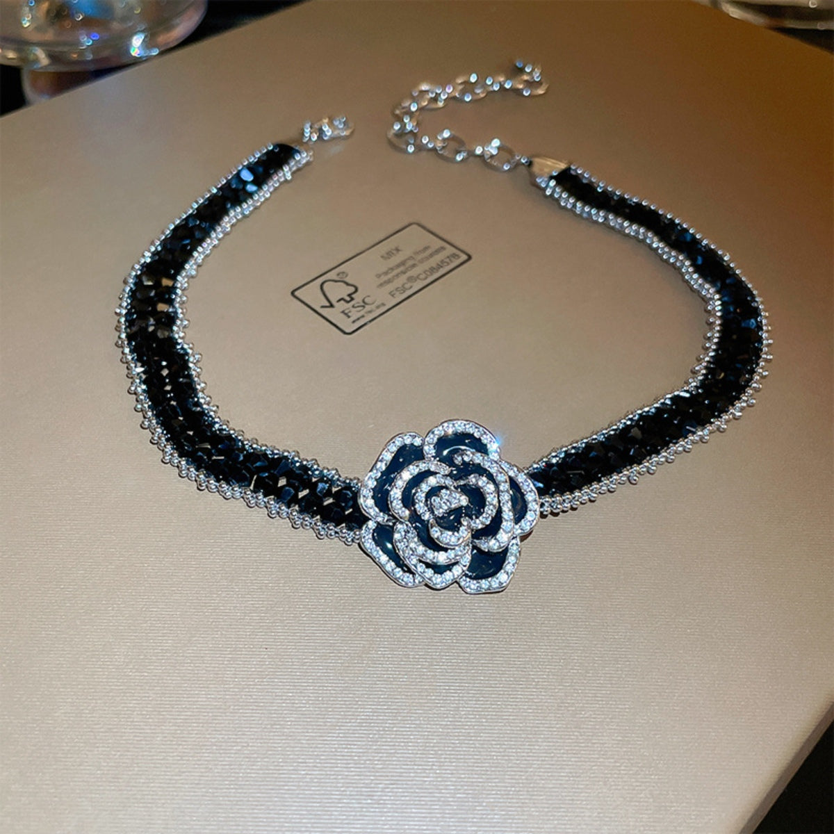 Alloy Crystal Rose Necklace