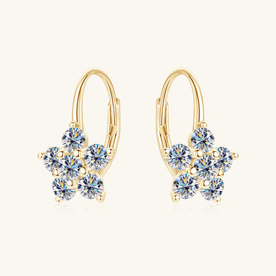 1.2 Carat 925 Sterling Silver Moissanite Flower Huggie Earrings
