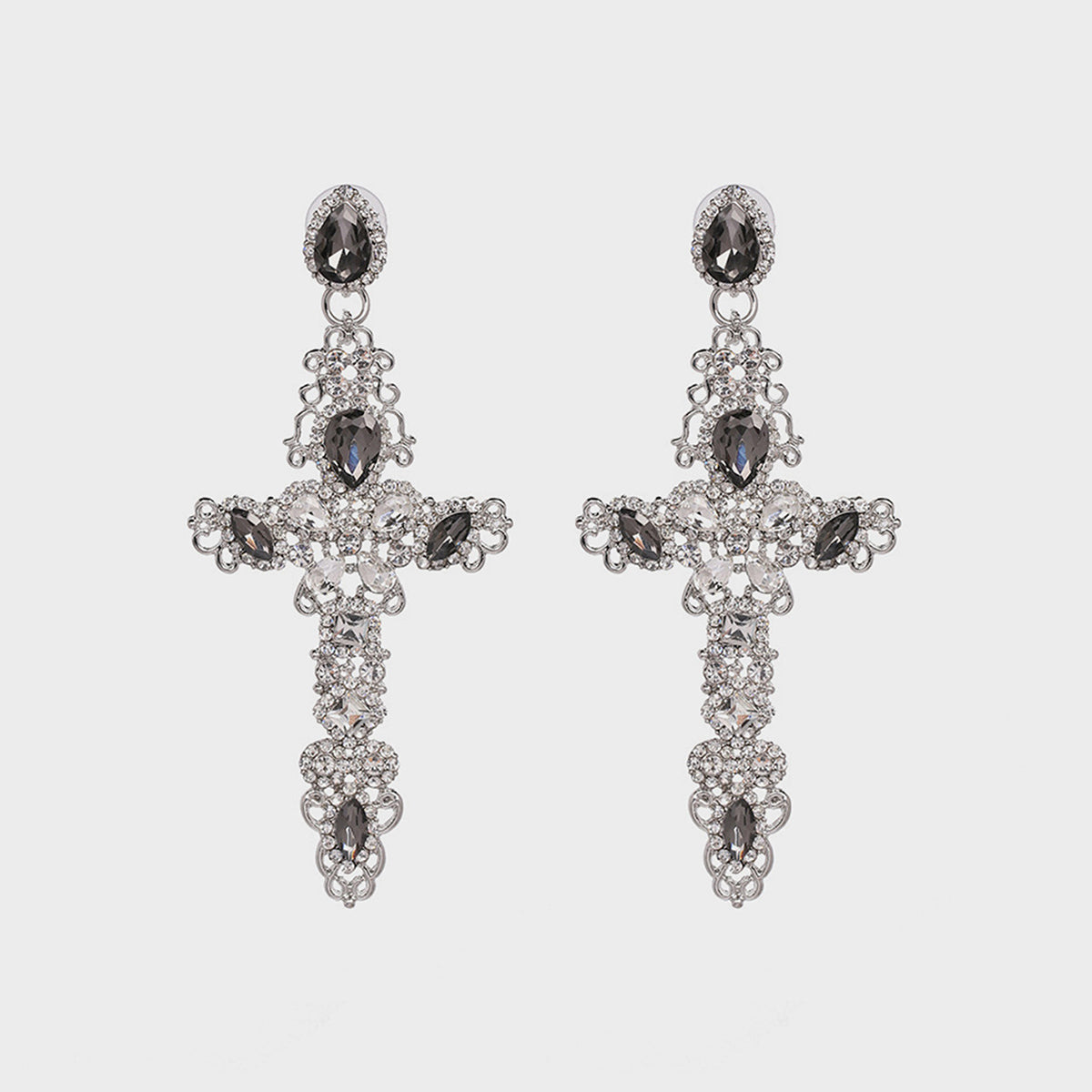 Rhinestone Alloy Cross Earrings