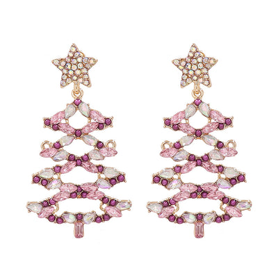 Christmas Tree Rhinestone Alloy Earrings