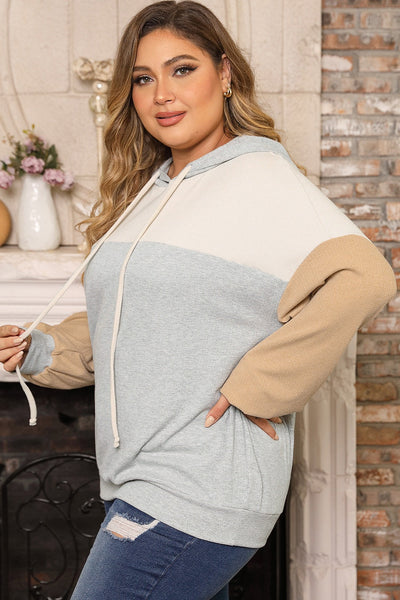 Plus Size Color Block Hoodie