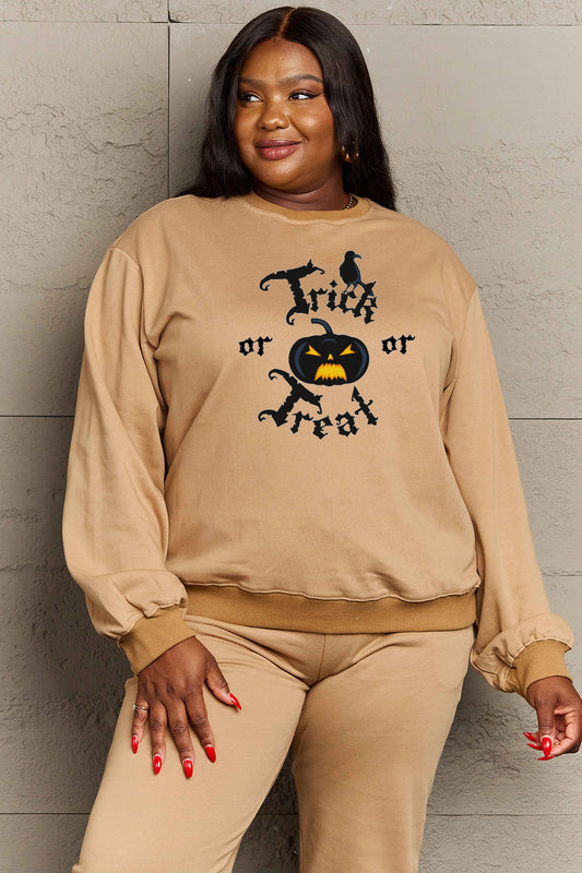 Simply Love Full-Size TRICK OR TREAT Graphic Sweatshirt