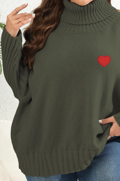 Plus Size Turtle Neck Long Sleeve Sweater