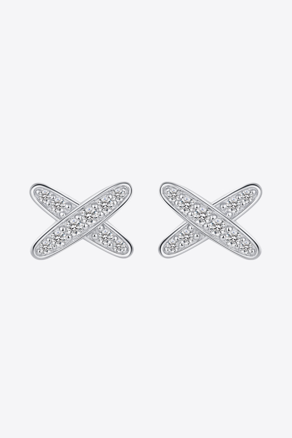 925 Sterling Silver X-Shape Moissanite Earrings