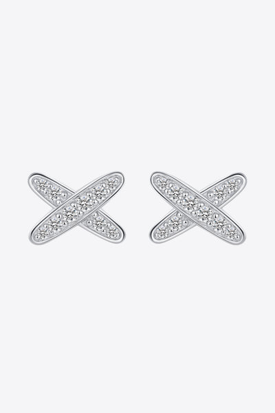 925 Sterling Silver X-Shape Moissanite Earrings