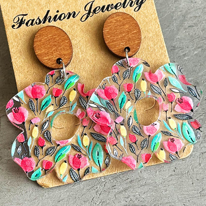 Flower Shape Acrylic Dangle Earrings