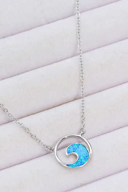 Opal Wave Pendant Necklace