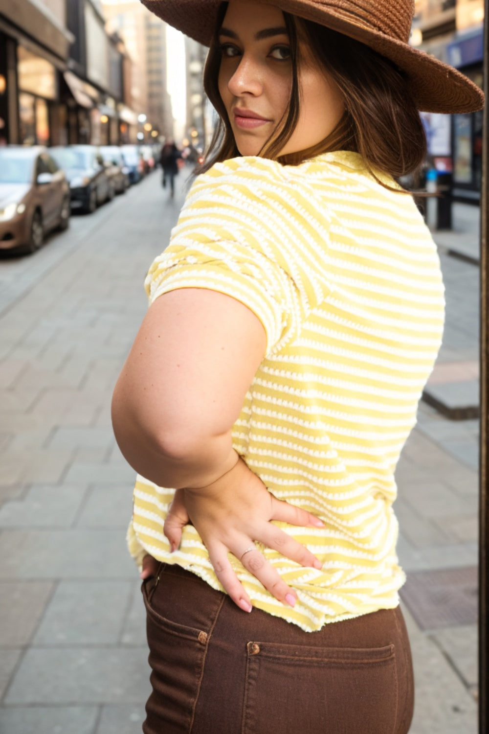 Plus Size Striped Round Neck T-