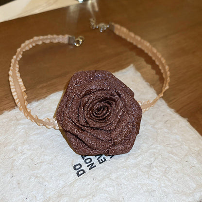 3D Rose Alloy Buckle Necklace