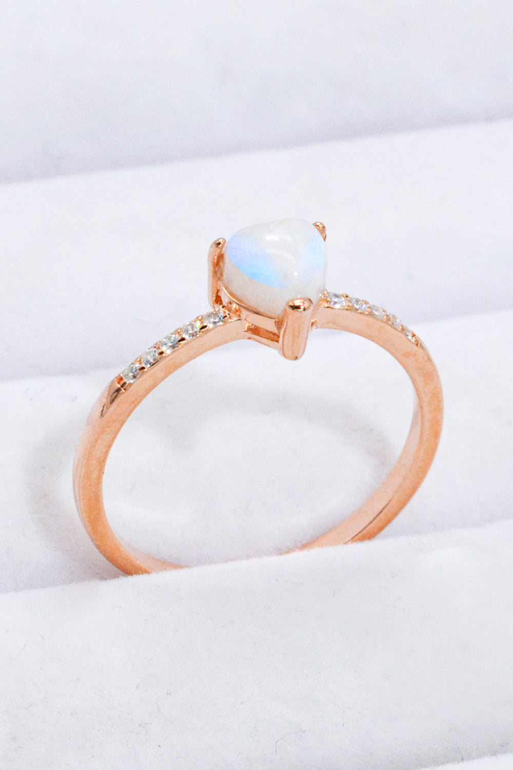 Natural Moonstone Heart 18K Rose Gold-Plated Ring