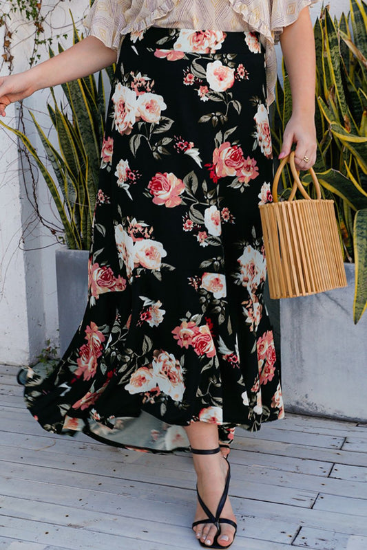 Plus Size Floral High-Rise Skirt