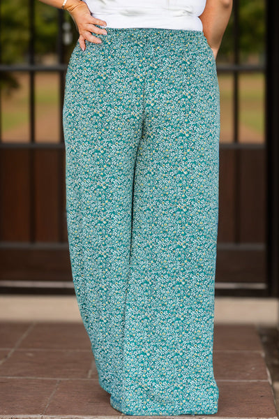 plus size floral wide leg pants