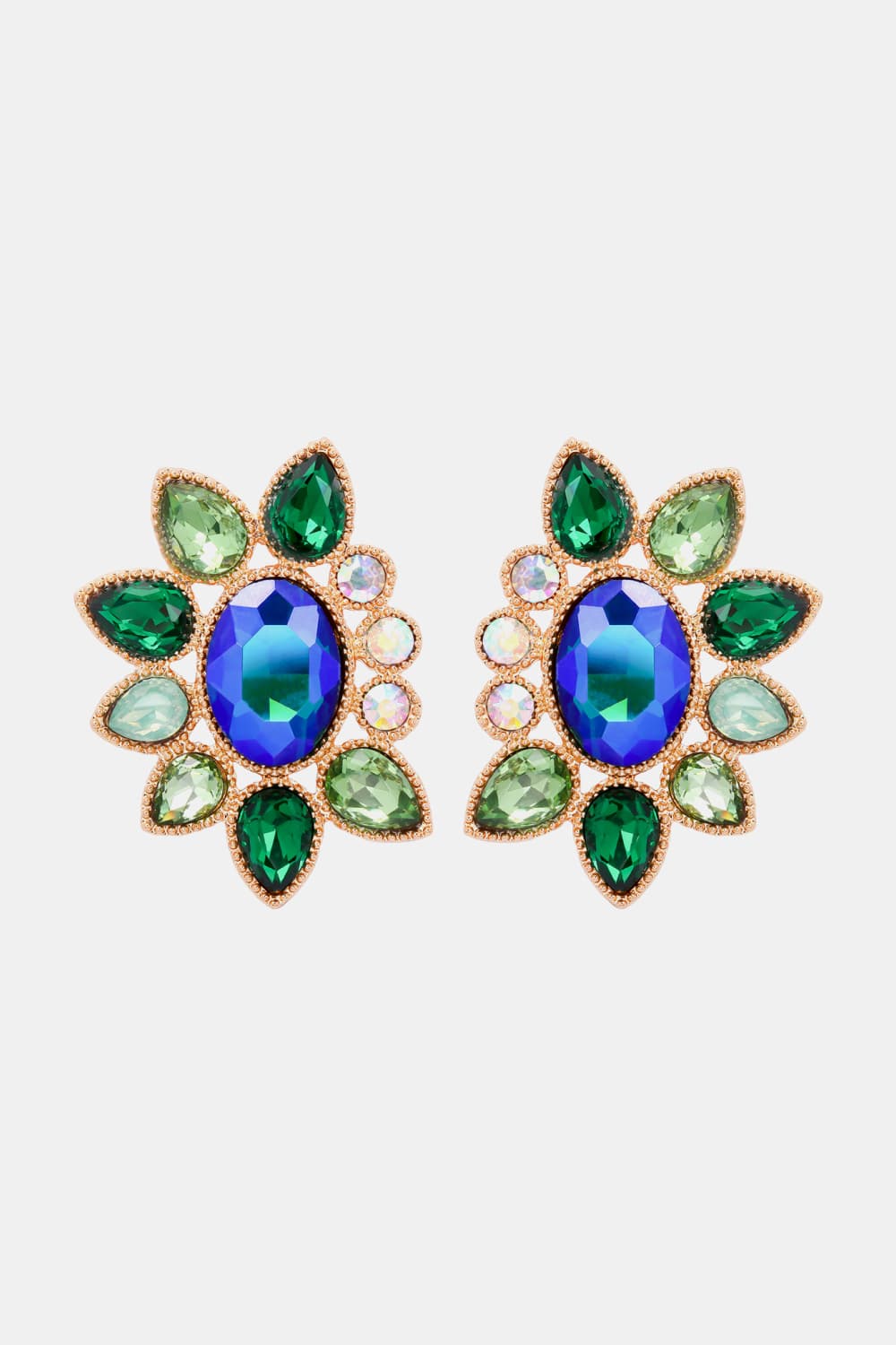 Geometrical Shape Glass Stone Dangle Earrings