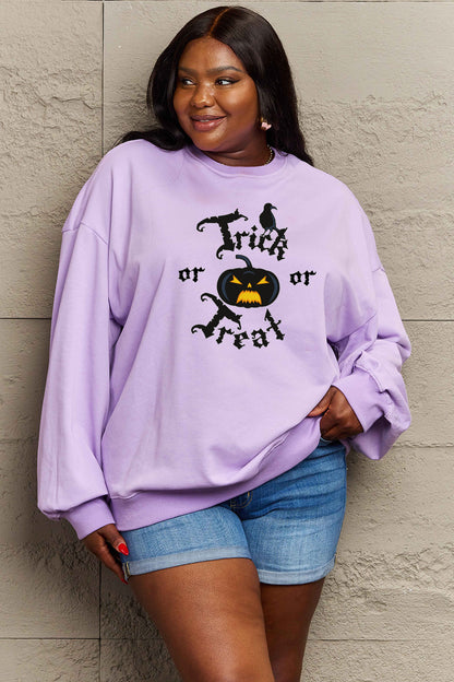 Simply Love Full-Size TRICK OR TREAT Graphic Sweatshirt