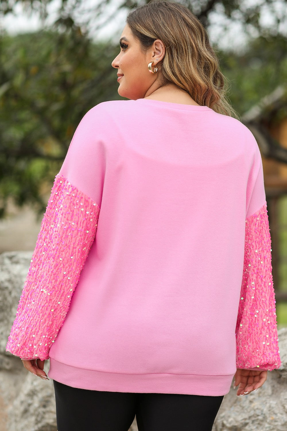 Plus Size Santa Sequin Dropped Shoulder Sweatshirt