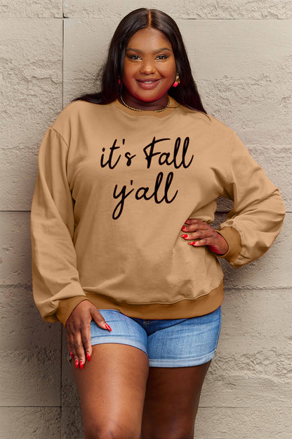 Simply Love Full Size IT'S FALL Y'ALL Graphic Sweatshirt