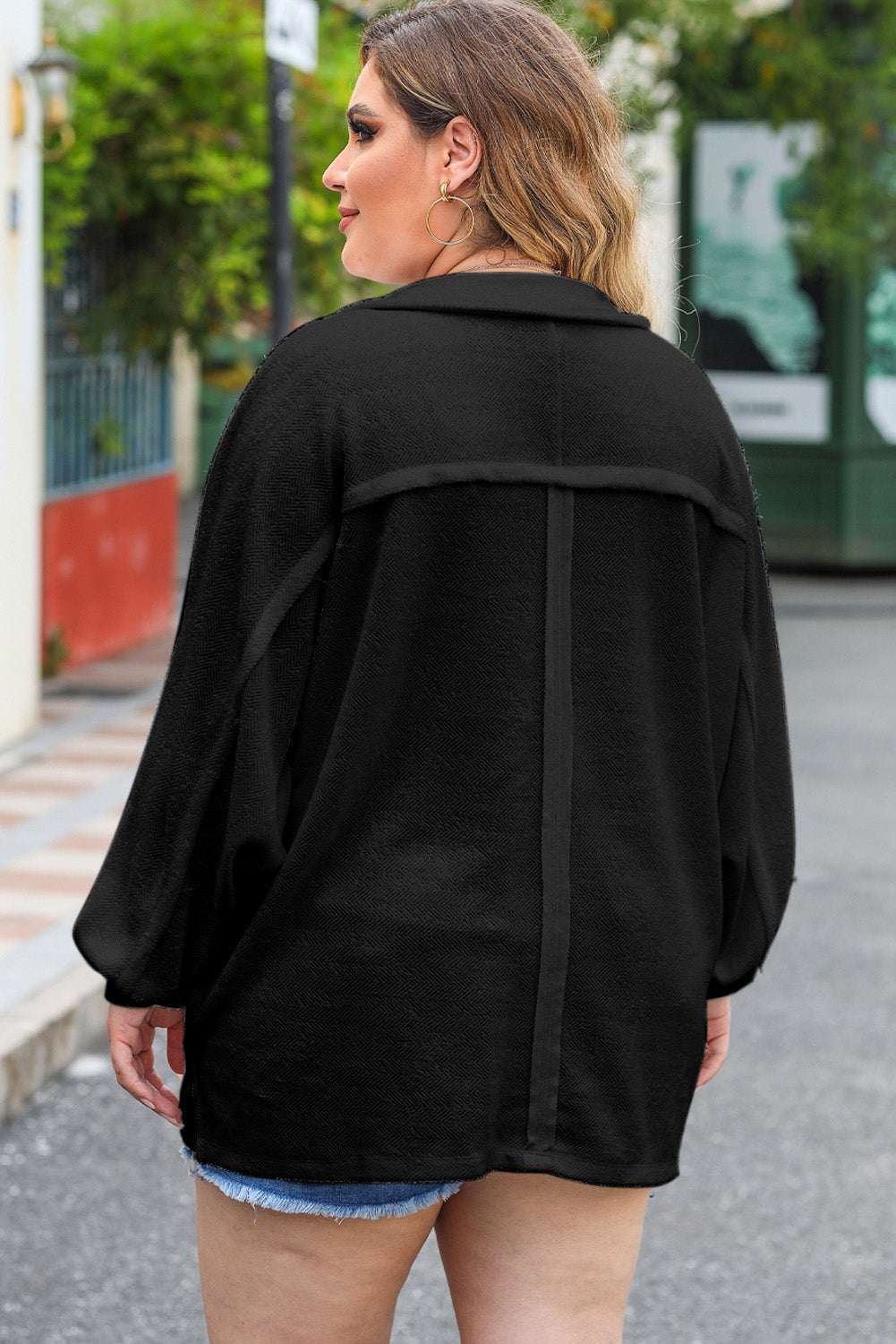 Plus Size Half Button