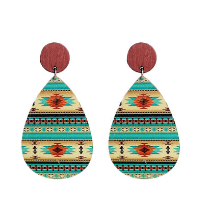 Geometric Wood Teardrop Earrings