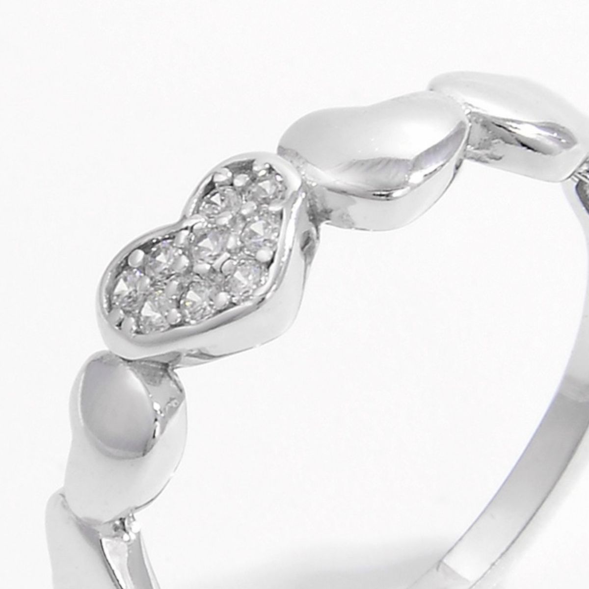 925 Sterling Silver Inlaid Zircon Heart Ring