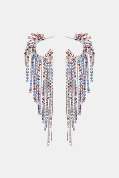 Fringed Rhinestone Zinc Alloy Dangle Earrings