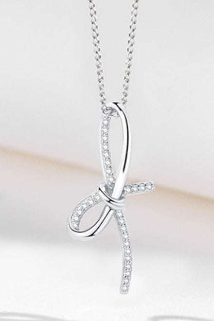 Zircon Bow Pendant Necklace