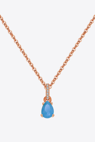 Teardrop Turquoise 4-Prong Pendant Necklace