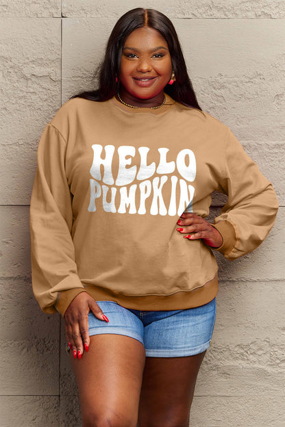 Simply Love Full Size HELLO PUMPKIN Graphic Sweatshirt