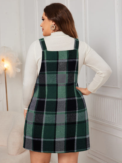 Honey Plus Size Plaid Wide Strap Overall Dress
13