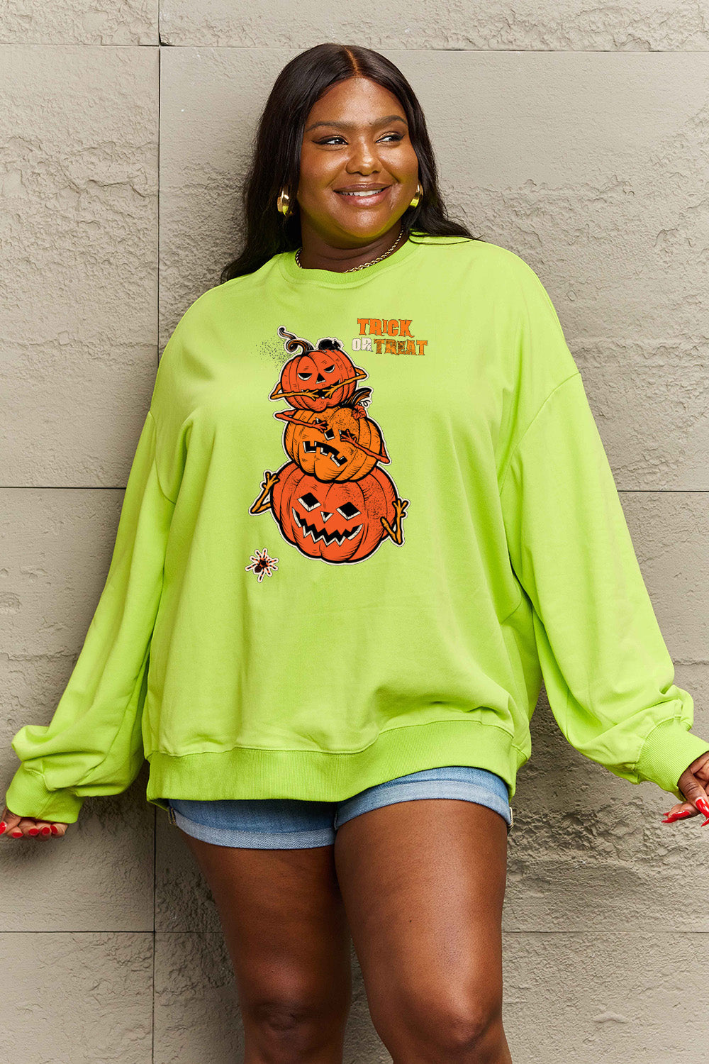 Simply Love Full Size TRICK OR TREAT Graphic Sweatshirt 11.
