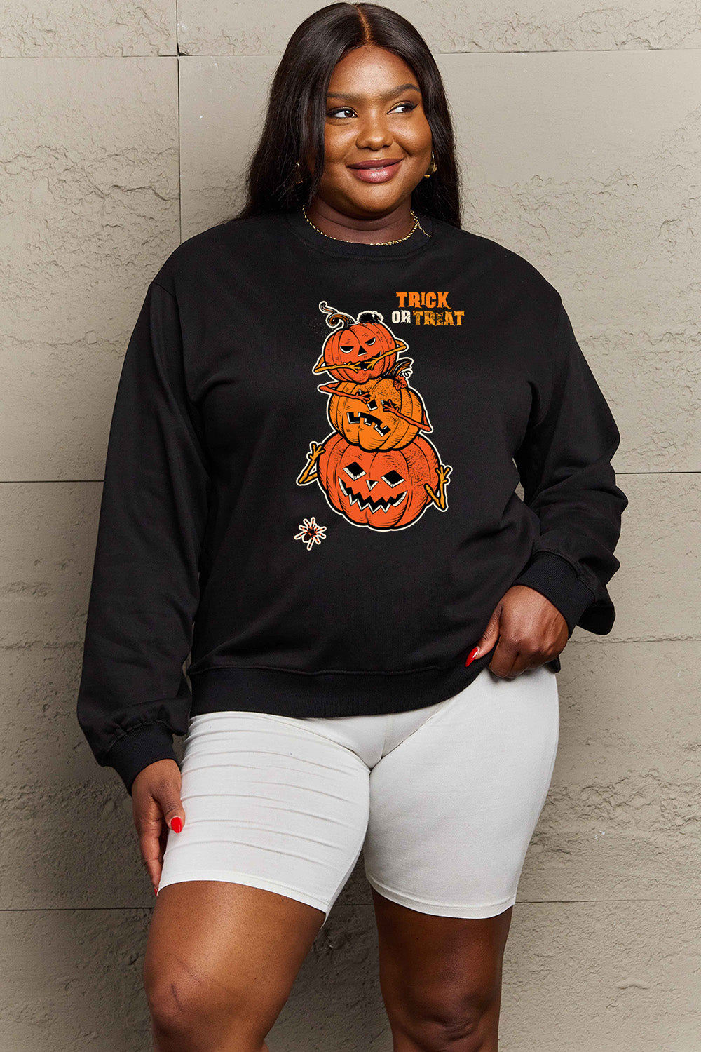 Simply Love Full Size TRICK OR TREAT Graphic Sweatshirt 16.