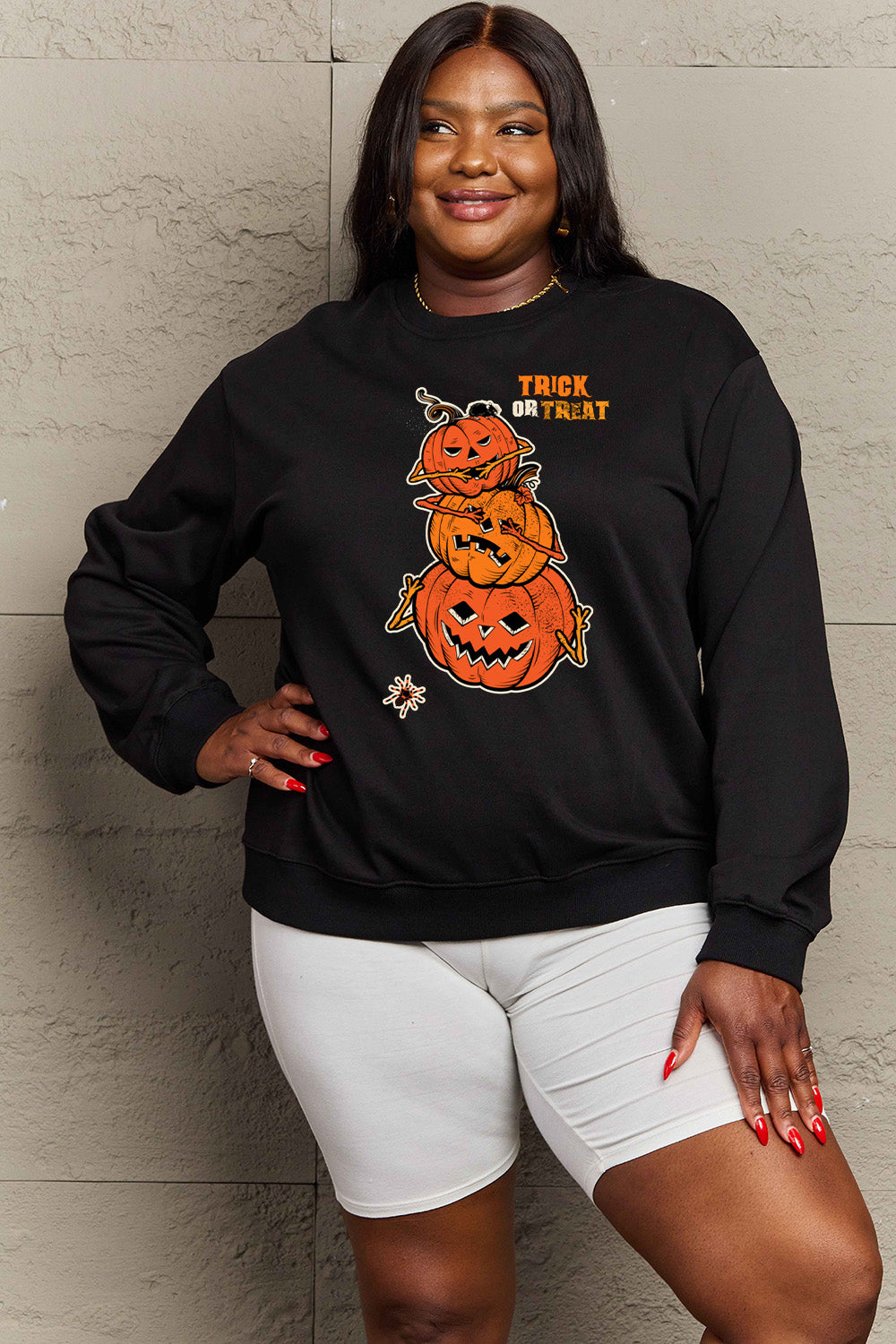 Simply Love Full Size TRICK OR TREAT Graphic Sweatshirt 17.