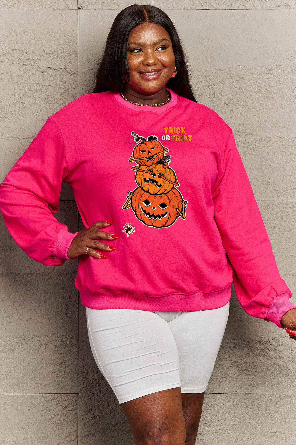 Simply Love Full Size TRICK OR TREAT Graphic Sweatshirt 3.