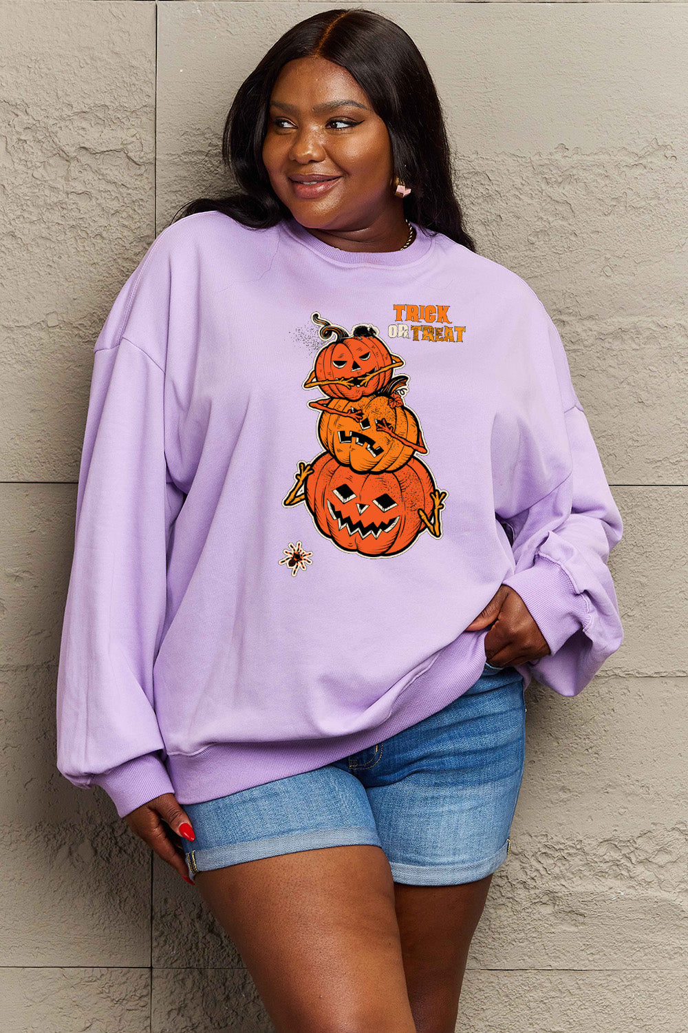 Simply Love Full Size TRICK OR TREAT Graphic Sweatshirt 7.
