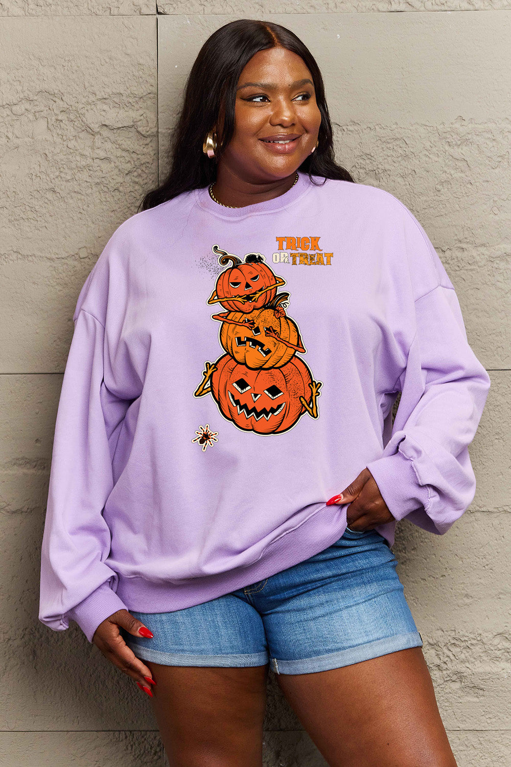 Simply Love Full Size TRICK OR TREAT Graphic Sweatshirt 8.