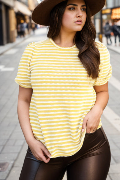 Plus Size Striped Round Neck T-