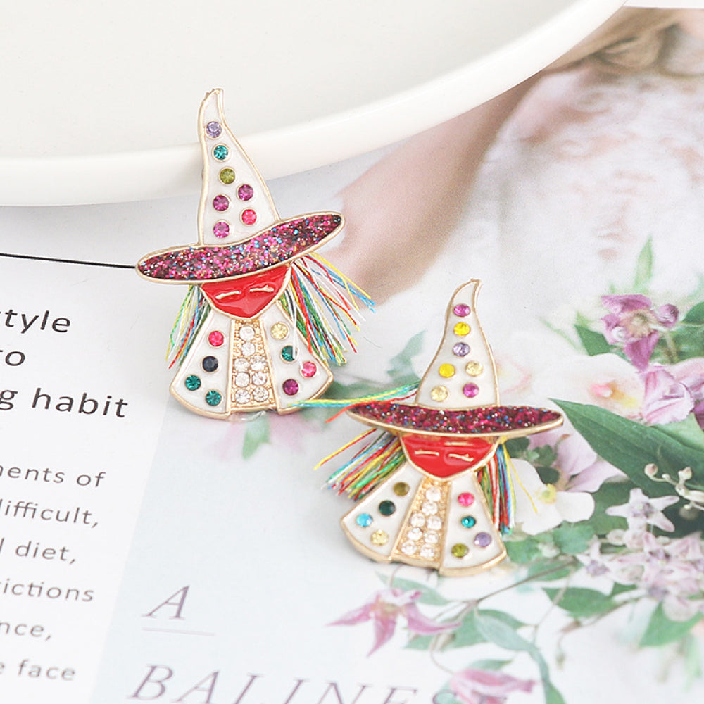 Witch Rhinestone Alloy Earrings