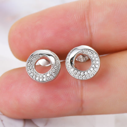 925 Sterling Silver Inlaid Moissanite Stud Earrings