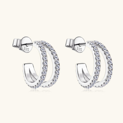 Moissanite 925 Sterling Silver C-Hoop Earrings