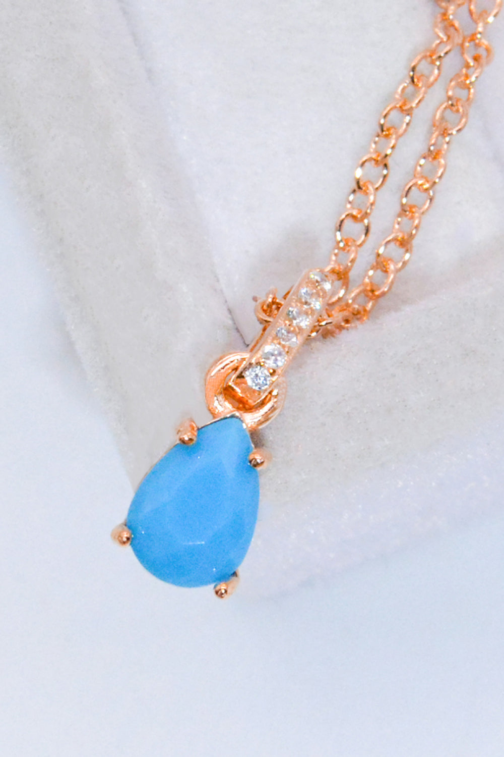 Teardrop Turquoise 4-Prong Pendant Necklace