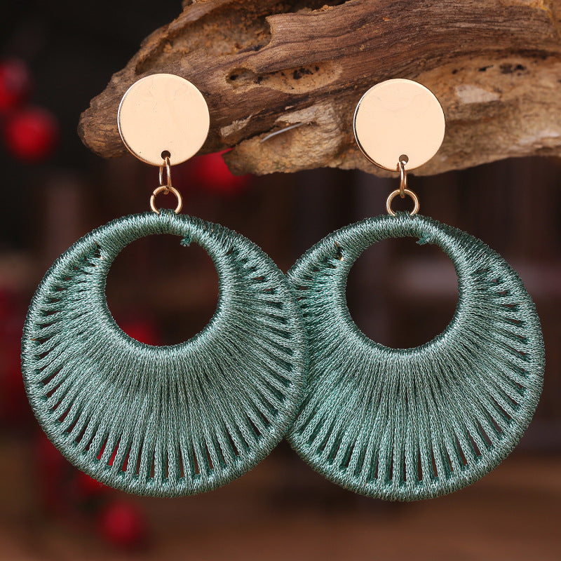 Cotton Cord Geometric Drop Earrings