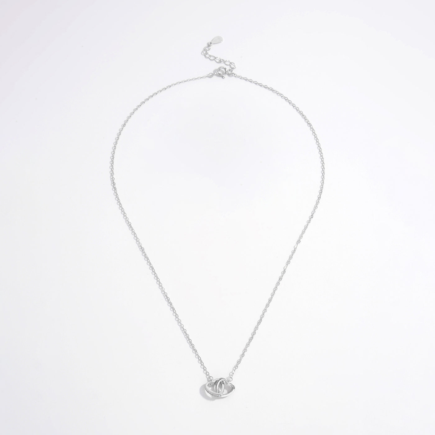 925 Sterling Silver Inlaid Zircon Heart Necklace
