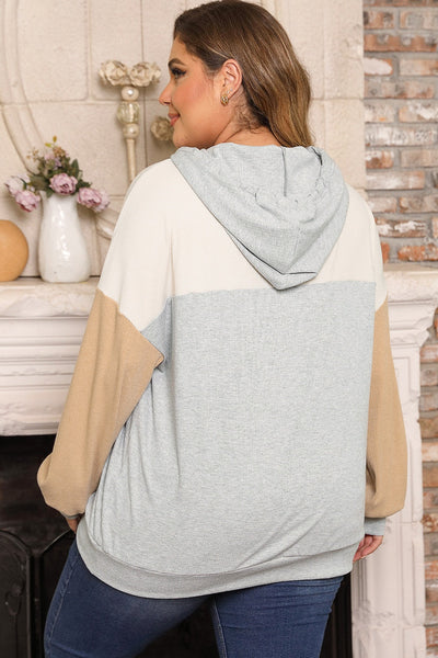 Plus Size Color Block Hoodie