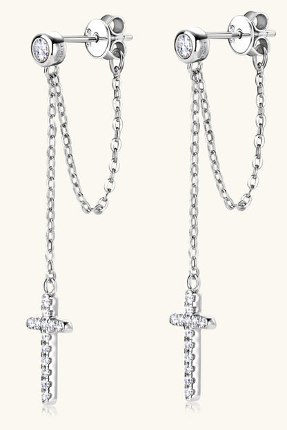 Moissanite 925 Sterling Silver Cross Earrings