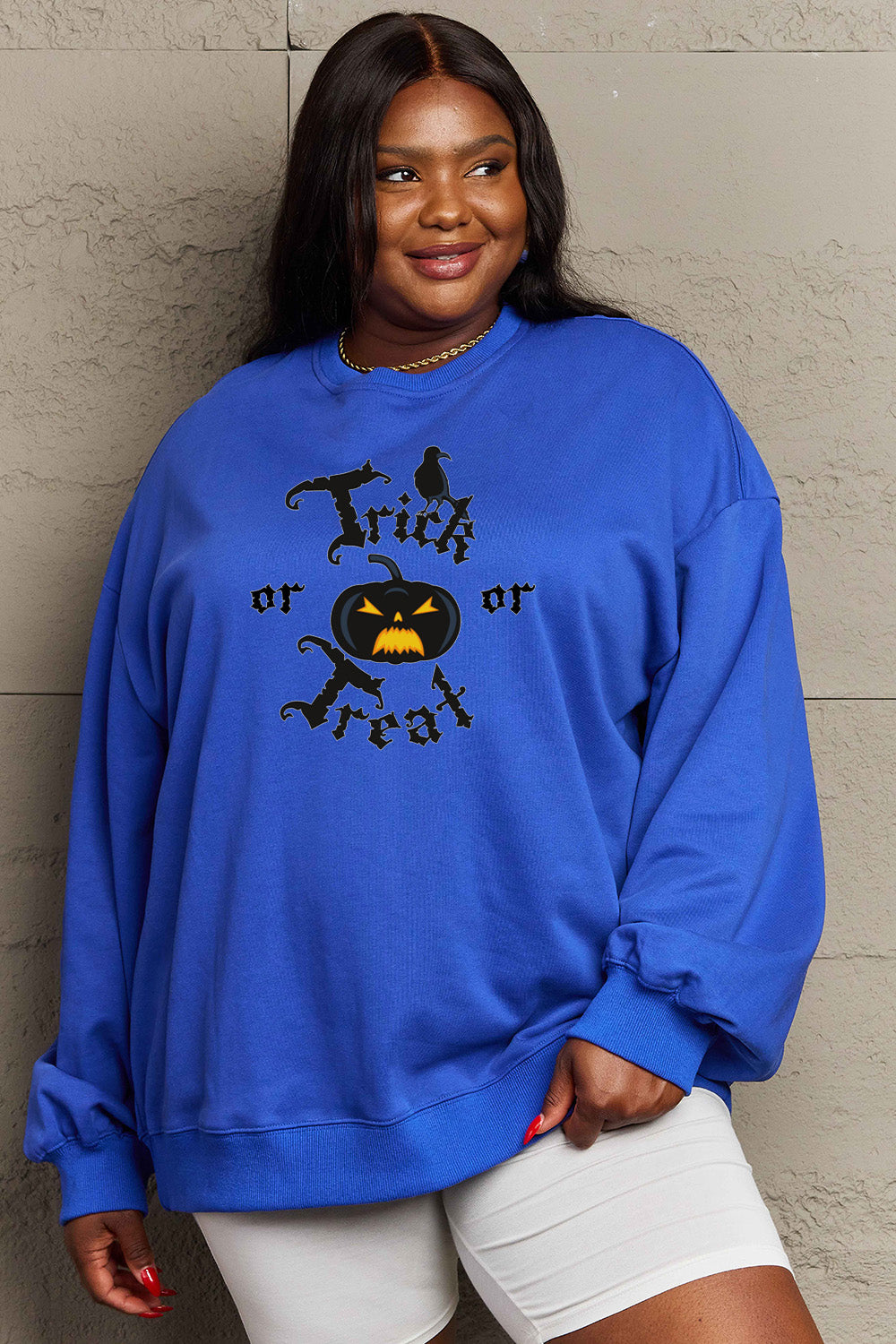 Simply Love Full-Size TRICK OR TREAT Graphic Sweatshirt