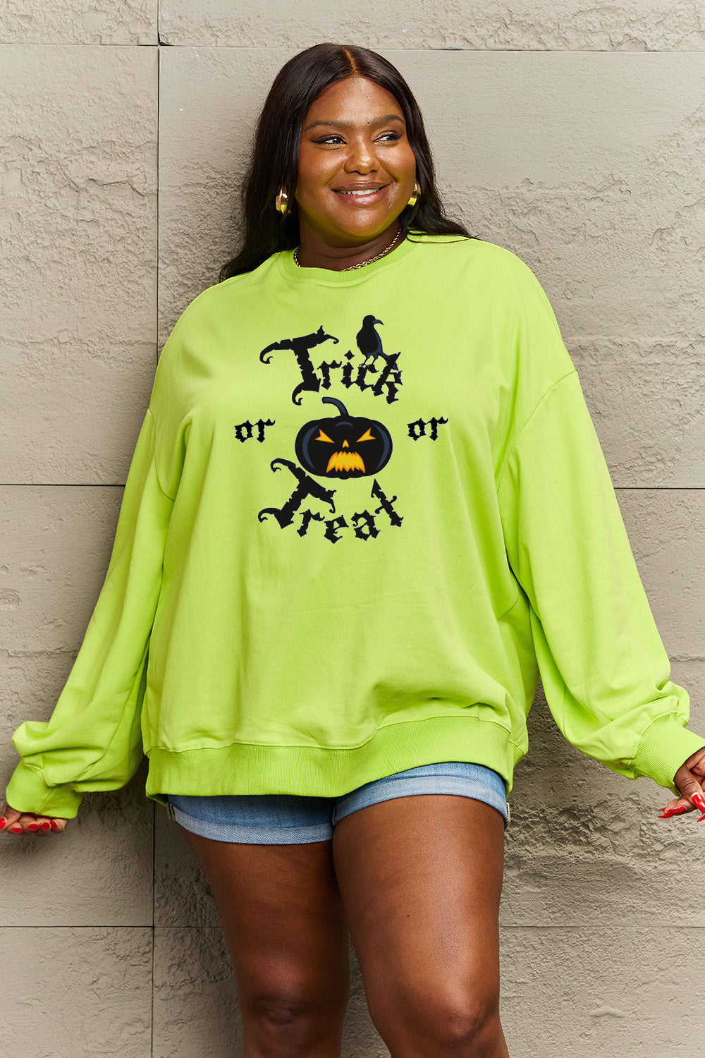 Simply Love Full-Size TRICK OR TREAT Graphic Sweatshirt