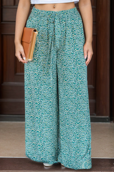 plus size floral wide leg pants