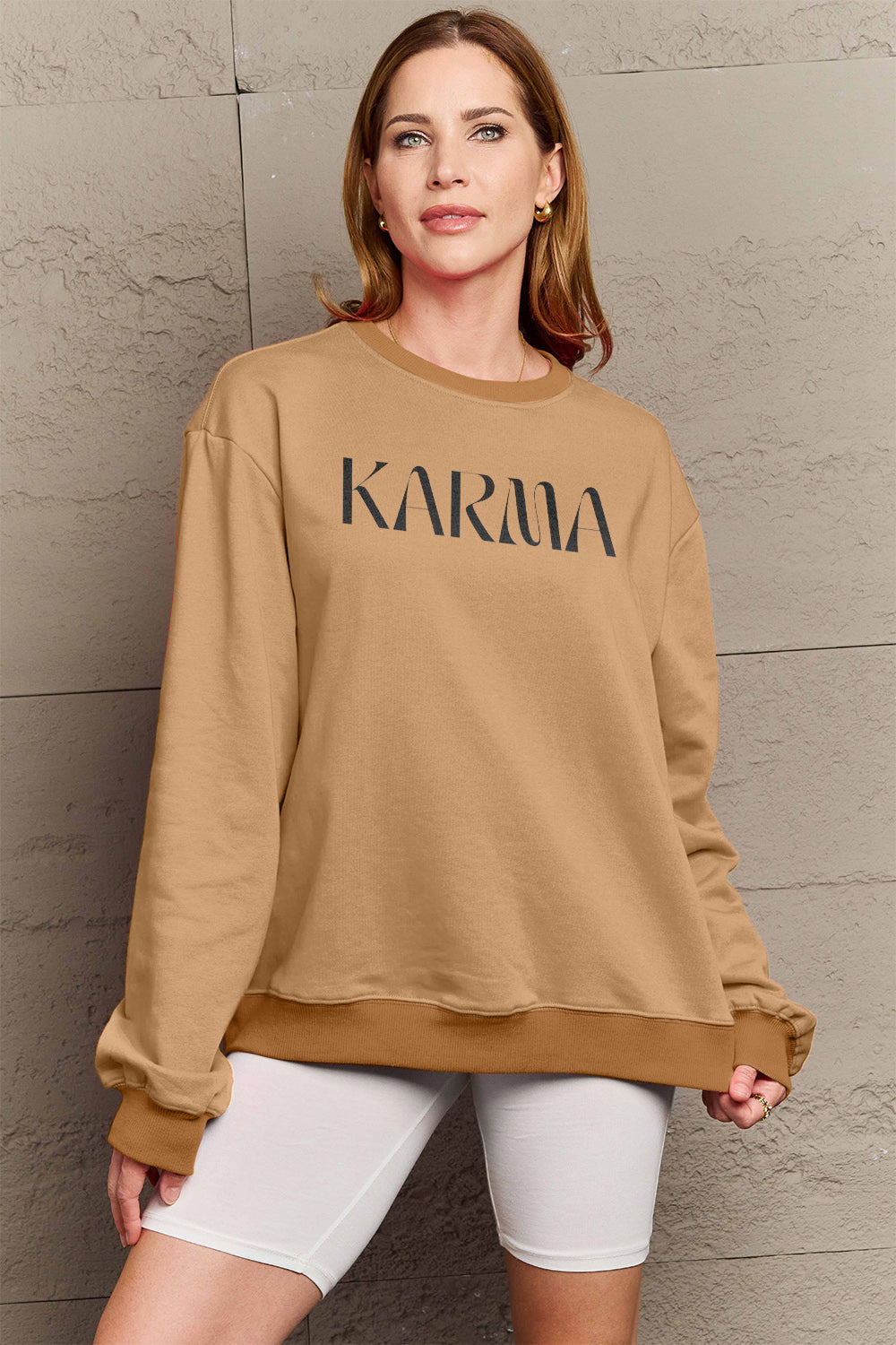 Simply Love Full Size KARMA Graphic Sweatshirt