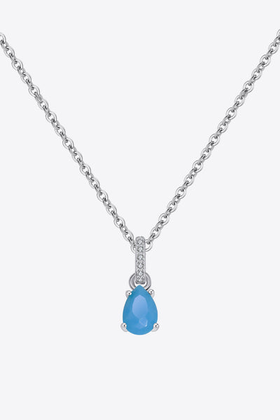 Teardrop Turquoise 4-Prong Pendant Necklace