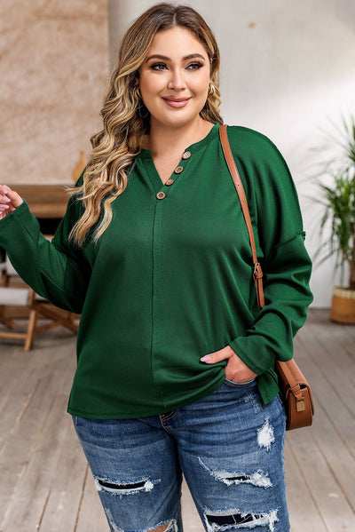 Plus Size Exposed Seam Slit Sweatshirt
